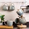 imageAmorArc 12oz Coffee Mugs Ceramic Coffee Mugs set of 6 for Man Woman Dad Mom Modern Coffee Mugs with handle for LatteCappuccinoMilkCocoa DishwasherampampMicrowave Safe Ceylon BlueReactive Glaze