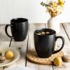 imageAmorArc 16oz Coffee Mugs Set of 6 Large Ceramic Coffee Mugs for Man Woman Dad Mom Modern Coffee Mugs with Handle for TeaLatteCappuccinoCocoa DishwasherampampMicrowave Safe Light BeigeMatte Black