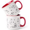 imageAmorArc 22 OZ Large Ceramic Coffee Mugs Set of 2 Oversized Mugs With Big Handle for Men Women Dad Mom Big Mug With Textured Dogs Cats Patterns for Office ampamp Home Microwave Safe 2 PcsBlackRed