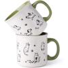 imageAmorArc 22 OZ Large Ceramic Coffee Mugs Set of 2 Oversized Mugs With Big Handle for Men Women Dad Mom Big Mug With Textured Dogs Cats Patterns for Office ampamp Home Microwave Safe 2 PcsBlackGreen