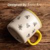 imageAmorArc 22 OZ Large Ceramic Coffee Mugs Set of 2 Oversized Mugs With Big Handle for Men Women Dad Mom Big Mug With Textured Dogs Cats Patterns for Office ampamp Home Microwave Safe 2 PcsBlackYellowBees