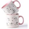 imageAmorArc 22 OZ Large Ceramic Coffee Mugs Set of 2 Oversized Mugs With Big Handle for Men Women Dad Mom Big Mug With Textured Dogs Cats Patterns for Office ampamp Home Microwave Safe 2 PcsBlackPink