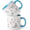 imageAmorArc 22 OZ Large Ceramic Coffee Mugs Set of 2 Oversized Mugs With Big Handle for Men Women Dad Mom Big Mug With Textured Dogs Cats Patterns for Office ampamp Home Microwave Safe 2 PcsBlackBlue