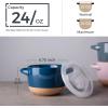 imageAmorArc 24 Ounces Soup Bowls with Large Handles and Lids Stoneware Bowls Set of 4 for SoupStew Noodle Ceramic Kitchen Bowls With Embossed Patterns MicrowaveampampDishwasher Safe Light BeigeBlueRed