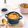 imageAmorArc 24 Ounces Soup Bowls with Large Handles and Lids Stoneware Bowls Set of 4 for SoupStew Noodle Ceramic Kitchen Bowls With Embossed Patterns MicrowaveampampDishwasher Safe Light BeigeBluePink
