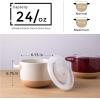 imageAmorArc 24 Ounces Soup Bowls with Large Handles and Lids Stoneware Bowls Set of 4 for SoupStew Noodle Ceramic Kitchen Bowls With Embossed Patterns MicrowaveampampDishwasher Safe Light BeigeMultiColor1