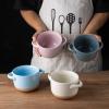 imageAmorArc 24 Ounces Soup Bowls with Large Handles and Lids Stoneware Bowls Set of 4 for SoupStew Noodle Ceramic Kitchen Bowls With Embossed Patterns MicrowaveampampDishwasher Safe Light BeigePink Sky Blue