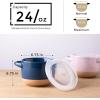 imageAmorArc 24 Ounces Soup Bowls with Large Handles and Lids Stoneware Bowls Set of 4 for SoupStew Noodle Ceramic Kitchen Bowls With Embossed Patterns MicrowaveampampDishwasher Safe Light BeigeBluePink
