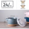 imageAmorArc 24 Ounces Soup Bowls with Large Handles and Lids Stoneware Bowls Set of 4 for SoupStew Noodle Ceramic Kitchen Bowls With Embossed Patterns MicrowaveampampDishwasher Safe Light BeigeBeigeGray