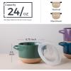 imageAmorArc 24 Ounces Soup Bowls with Large Handles and Lids Stoneware Bowls Set of 4 for SoupStew Noodle Ceramic Kitchen Bowls With Embossed Patterns MicrowaveampampDishwasher Safe Light BeigeMultiColor2