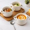 imageAmorArc 24 Ounces Soup Bowls with Large Handles and Lids Stoneware Bowls Set of 4 for SoupStew Noodle Ceramic Kitchen Bowls With Embossed Patterns MicrowaveampampDishwasher Safe Light BeigeLight Beige