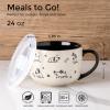 imageAmorArc 32 Ounces Ceramic Soup Mugs with Lids and Handle Stoneware Bowls Cup Set of 2 for Soup Stew Noodle Beautiful Mug Bowls With Lovely DogCat Patterns MicrowaveampampDishwasher Safe OliveBlack