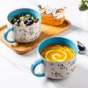 imageAmorArc 32 Ounces Ceramic Soup Mugs with Lids and Handle Stoneware Bowls Cup Set of 2 for Soup Stew Noodle Beautiful Mug Bowls With Lovely DogCat Patterns MicrowaveampampDishwasher Safe OliveBlue