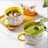 imageAmorArc 32 Ounces Ceramic Soup Mugs with Lids and Handle Stoneware Bowls Cup Set of 2 for Soup Stew Noodle Beautiful Mug Bowls With Lovely DogCat Patterns MicrowaveampampDishwasher Safe OliveYellow