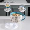 imageAmorArc 32 Ounces Ceramic Soup Mugs with Lids and Handle Stoneware Bowls Cup Set of 2 for Soup Stew Noodle Beautiful Mug Bowls With Lovely DogCat Patterns MicrowaveampampDishwasher Safe OliveBlue