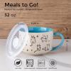 imageAmorArc 32 Ounces Ceramic Soup Mugs with Lids and Handle Stoneware Bowls Cup Set of 2 for Soup Stew Noodle Beautiful Mug Bowls With Lovely DogCat Patterns MicrowaveampampDishwasher Safe OliveBlue