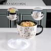 imageAmorArc 32 Ounces Ceramic Soup Mugs with Lids and Handle Stoneware Bowls Cup Set of 2 for Soup Stew Noodle Beautiful Mug Bowls With Lovely DogCat Patterns MicrowaveampampDishwasher Safe OliveBlack