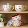 imageAmorArc 32 Ounces Ceramic Soup Mugs with Lids and Handle Stoneware Bowls Cup Set of 2 for Soup Stew Noodle Beautiful Mug Bowls With Lovely DogCat Patterns MicrowaveampampDishwasher Safe OliveYellow