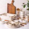 imageAmorArc Ceramic Baking Dish Set with Handles For Casserole 2 Pack Rectangular Casserole Dishes Lasagna Pans for Cooking Kitchen Dinner Pans for Oven Deep Pans