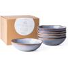 imageAmorArc Ceramic Cereal Bowls Set of 6 24 oz Handmade Stoneware Bowls Set for Cereal Soup Salad Bread Stylish Kitchen Bowls for Meal Dishwasher ampamp Microwave Safe ReactivePearl WhiteReactive Blue