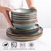 imageAmorArc Ceramic Cereal Bowls Set of 6 24 oz Handmade Stoneware Bowls Set for Cereal Soup Salad Bread Stylish Kitchen Bowls for Meal Dishwasher ampamp Microwave Safe ReactivePearl WhiteOcean Blue
