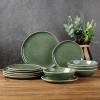 imageAmorArc Ceramic Dinner Plates Set of 6 105 Inch Handmade Reactive Glaze Stoneware Plates Large Rustic Shape Dinnerware Dish Set for Kitchen Microwave ampamp Dishwasher Safe Scratch Resistant  BlueGade Green