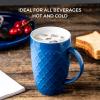 imageAmorArc Extra Large Coffee Mugs Set of 6 20oz Ceramic Tall Coffee Mugs Set with Textured Geometric Patterns for CoffeeTeaBeerHot Cocoa Dishwasher ampamp Microwave SafeBeigeBlue