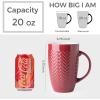 imageAmorArc Extra Large Coffee Mugs Set of 6 20oz Ceramic Tall Coffee Mugs Set with Textured Geometric Patterns for CoffeeTeaBeerHot Cocoa Dishwasher ampamp Microwave SafeBeigeBurgundy
