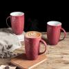 imageAmorArc Extra Large Coffee Mugs Set of 6 20oz Ceramic Tall Coffee Mugs Set with Textured Geometric Patterns for CoffeeTeaBeerHot Cocoa Dishwasher ampamp Microwave SafeBeigeBurgundy
