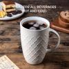 imageAmorArc Extra Large Coffee Mugs Set of 6 20oz Ceramic Tall Coffee Mugs Set with Textured Geometric Patterns for CoffeeTeaBeerHot Cocoa Dishwasher ampamp Microwave SafeBeigeBeige