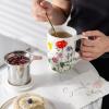 imageAmorArc Porcelain Tea Mug with Infuser and Lids 18 Oz Large Cup Strainer with Bag Holder for Loose Leaf Tea Steeping Coffee Mug for Housewarming Wedding Birthday GiftWild Flowers