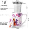 imageAmorArc Porcelain Tea Mug with Infuser and Lids 18 Oz Large Cup Strainer with Bag Holder for Loose Leaf Tea Steeping Coffee Mug for Housewarming Wedding Birthday GiftAnemone
