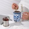 imageAmorArc Porcelain Tea Mug with Infuser and Lids 18 Oz Large Cup Strainer with Bag Holder for Loose Leaf Tea Steeping Coffee Mug for Housewarming Wedding Birthday GiftPeony