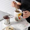 imageAmorArc Porcelain Tea Mug with Infuser and Lids 18 Oz Large Cup Strainer with Bag Holder for Loose Leaf Tea Steeping Coffee Mug for Housewarming Wedding Birthday GiftTulips