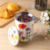 imageAmorArc Porcelain Tea Mug with Infuser and Lids 18 Oz Large Cup Strainer with Bag Holder for Loose Leaf Tea Steeping Coffee Mug for Housewarming Wedding Birthday GiftWild Flowers
