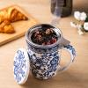 imageAmorArc Porcelain Tea Mug with Infuser and Lids 18 Oz Large Cup Strainer with Bag Holder for Loose Leaf Tea Steeping Coffee Mug for Housewarming Wedding Birthday GiftPeony