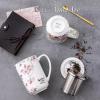 imageAmorArc Porcelain Tea Mug with Infuser and Lids 18 Oz Large Cup Strainer with Bag Holder for Loose Leaf Tea Steeping Coffee Mug for Housewarming Wedding Birthday GiftPeach Blossom