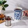imageAmorArc Porcelain Tea Mug with Infuser and Lids 18 Oz Large Cup Strainer with Bag Holder for Loose Leaf Tea Steeping Coffee Mug for Housewarming Wedding Birthday GiftPeony