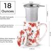 imageAmorArc Porcelain Tea Mug with Infuser and Lids 18 Oz Large Cup Strainer with Bag Holder for Loose Leaf Tea Steeping Coffee Mug for Housewarming Wedding Birthday GiftSakura