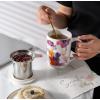 imageAmorArc Porcelain Tea Mug with Infuser and Lids 18 Oz Large Cup Strainer with Bag Holder for Loose Leaf Tea Steeping Coffee Mug for Housewarming Wedding Birthday GiftAnemone
