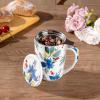 imageAmorArc Porcelain Tea Mug with Infuser and Lids 18 Oz Large Cup Strainer with Bag Holder for Loose Leaf Tea Steeping Coffee Mug for Housewarming Wedding Birthday GiftIris
