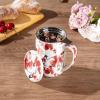 imageAmorArc Porcelain Tea Mug with Infuser and Lids 18 Oz Large Cup Strainer with Bag Holder for Loose Leaf Tea Steeping Coffee Mug for Housewarming Wedding Birthday GiftSakura