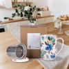 imageAmorArc Porcelain Tea Mug with Infuser and Lids 18 Oz Large Cup Strainer with Bag Holder for Loose Leaf Tea Steeping Coffee Mug for Housewarming Wedding Birthday GiftIris