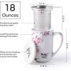 imageAmorArc Porcelain Tea Mug with Infuser and Lids 18 Oz Large Cup Strainer with Bag Holder for Loose Leaf Tea Steeping Coffee Mug for Housewarming Wedding Birthday GiftPeach Blossom
