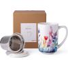 imageAmorArc Porcelain Tea Mug with Infuser and Lids 18 Oz Large Cup Strainer with Bag Holder for Loose Leaf Tea Steeping Coffee Mug for Housewarming Wedding Birthday GiftSage