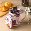 imageAmorArc Porcelain Tea Mug with Infuser and Lids 18 Oz Large Cup Strainer with Bag Holder for Loose Leaf Tea Steeping Coffee Mug for Housewarming Wedding Birthday GiftAnemone