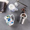 imageAmorArc Porcelain Tea Mug with Infuser and Lids 18 Oz Large Cup Strainer with Bag Holder for Loose Leaf Tea Steeping Coffee Mug for Housewarming Wedding Birthday GiftIris