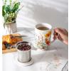 imageAmorArc Porcelain Tea Mug with Infuser and Lids 18 Oz Large Cup Strainer with Bag Holder for Loose Leaf Tea Steeping Coffee Mug for Housewarming Wedding Birthday GiftTulips