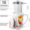 imageAmorArc Porcelain Tea Mug with Infuser and Lids 18 Oz Large Cup Strainer with Bag Holder for Loose Leaf Tea Steeping Coffee Mug for Housewarming Wedding Birthday GiftTulips