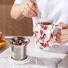 imageAmorArc Porcelain Tea Mug with Infuser and Lids 18 Oz Large Cup Strainer with Bag Holder for Loose Leaf Tea Steeping Coffee Mug for Housewarming Wedding Birthday GiftSakura